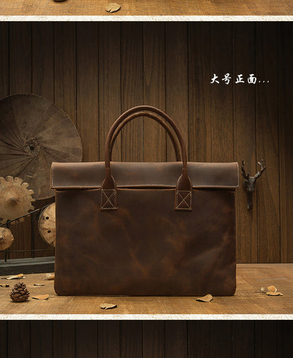 Men's handbag handbag handmade Korean fashion genuine cowhide leather casual business briefcase thin computer bag 