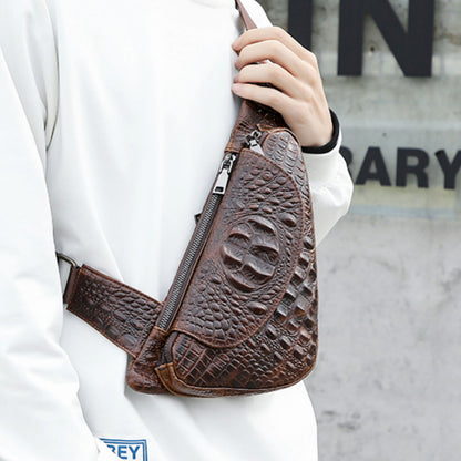 Men's Bust Bag Cowhide Casual Fashion Crossbody Bag Men's Shoulder Bag 