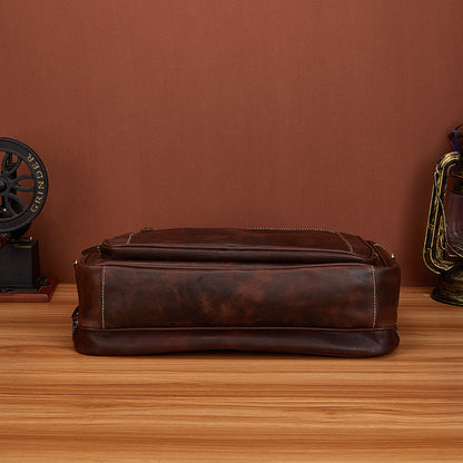 Men's Handbag Briefcase Cowhide Genuine Leather Retro Business Men Computer Bag 