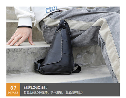 Men's Bust Bag Genuine Cowhide Leather Fashion Casual Retro Multifunctional Crossbody Bag for Men 