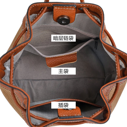 Women's handbag Plaid leather crossbody bag Large capacity canvas bag Shoulder bag that goes with anything.Pochette