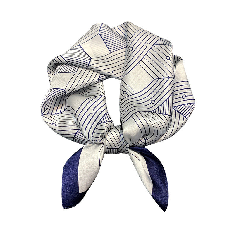 Silk scarf print pattern striped pattern elegant scarf fashion temperament neckerchief