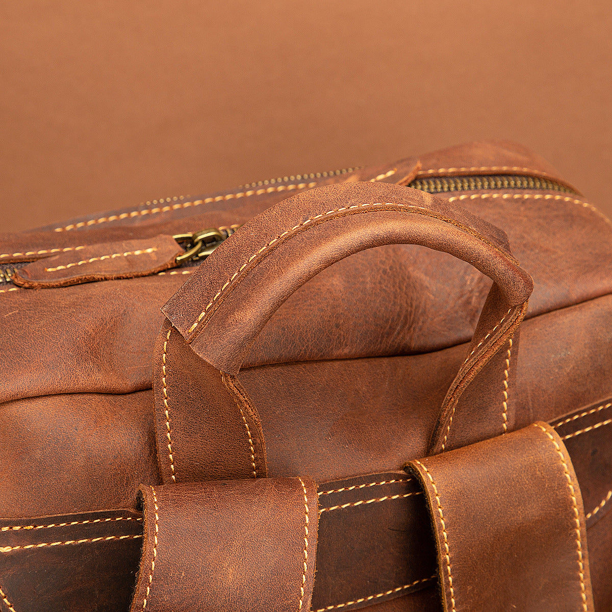 Men's backpack genuine leather cowhide retro large capacity men computer bag 
