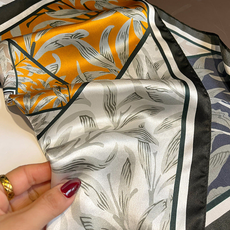 Silk scarf color matching printed pattern fashion temperament scarf neckerchief