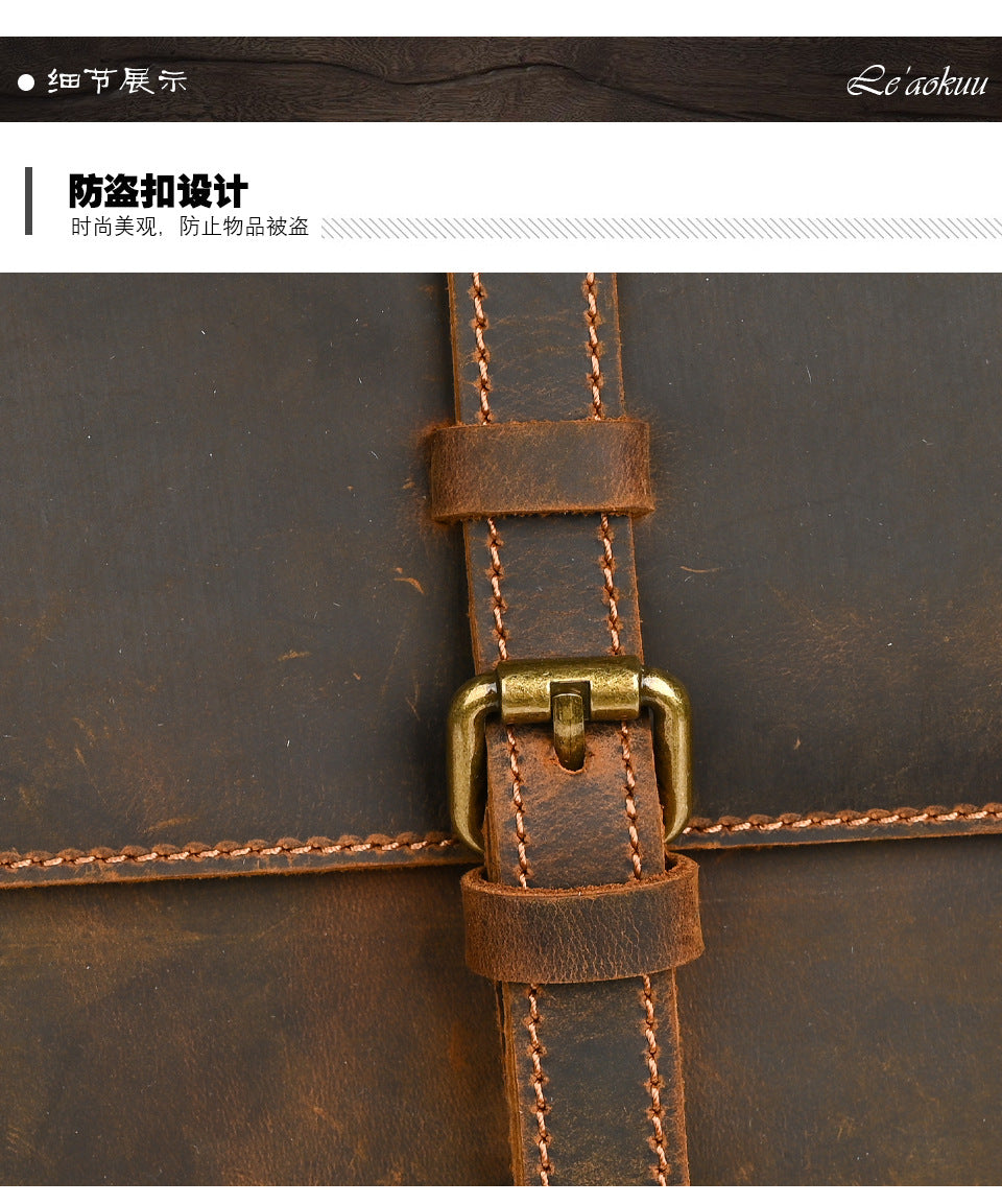 Men's backpack cowhide genuine leather retro casual computer bag for men 