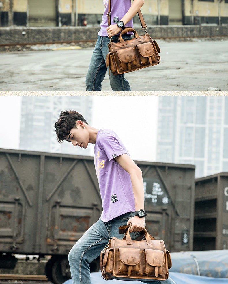 Men's original messenger bag Genuine cowhide leather handmade handbag crossbody shoulder bag for men 