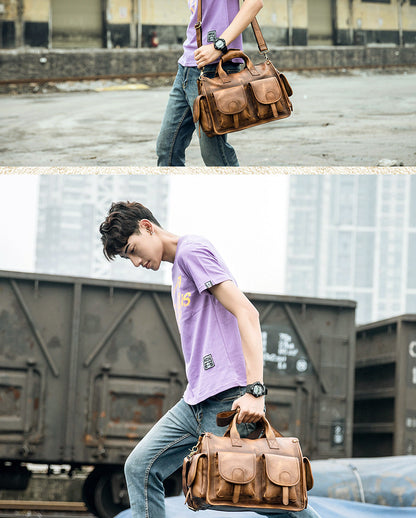 Men's original messenger bag Genuine cowhide leather handmade handbag crossbody shoulder bag for men 
