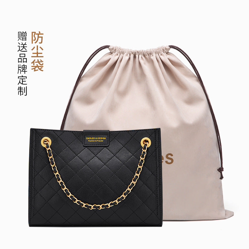 Women's Bag Cowhide Large Capacity Plaid Tote Bag Chain Bag Armpit Bag Shoulder Bag. Pochette