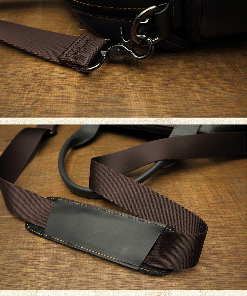 Men's Handbag, Business Trip, Travel Bag, Handmade, Genuine Cowhide Leather, Casual, Fashion, Crossbody Shoulder Bag 