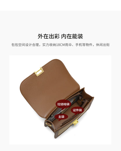 レディースバッグ斜め掛けバッグ高級感本革スクエアバッグカラーマッチング何とでも合うレトロショルダーバッグ.ポシェット