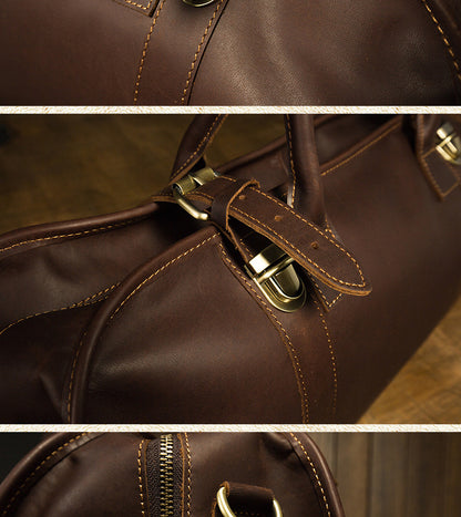Men's travel bag Genuine cowhide leather large capacity handbag Men's crossbody shoulder bag Luggage bag 