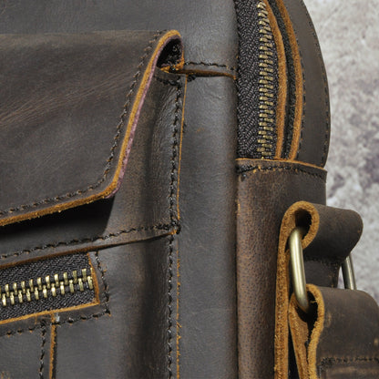 Men's Crossbody Bag Cowhide Genuine Leather Retro Travel Outdoor Men Shoulder Bag 