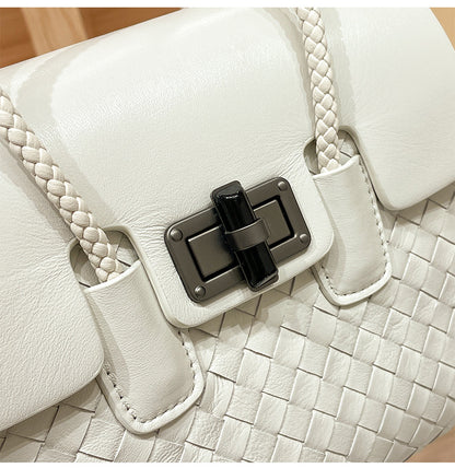 Genuine leather women's bag sheep leather woven bag fashionable casual shoulder bag handbag.bag