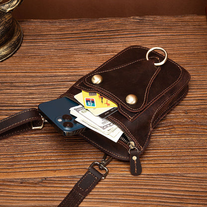 Men's Shoulder Bag Cowhide Genuine Leather Retro Fashion Casual Men's Crossbody Bag 