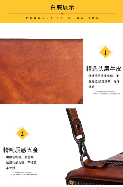 Men's clutch bag cowhide genuine leather casual retro male handbag 
