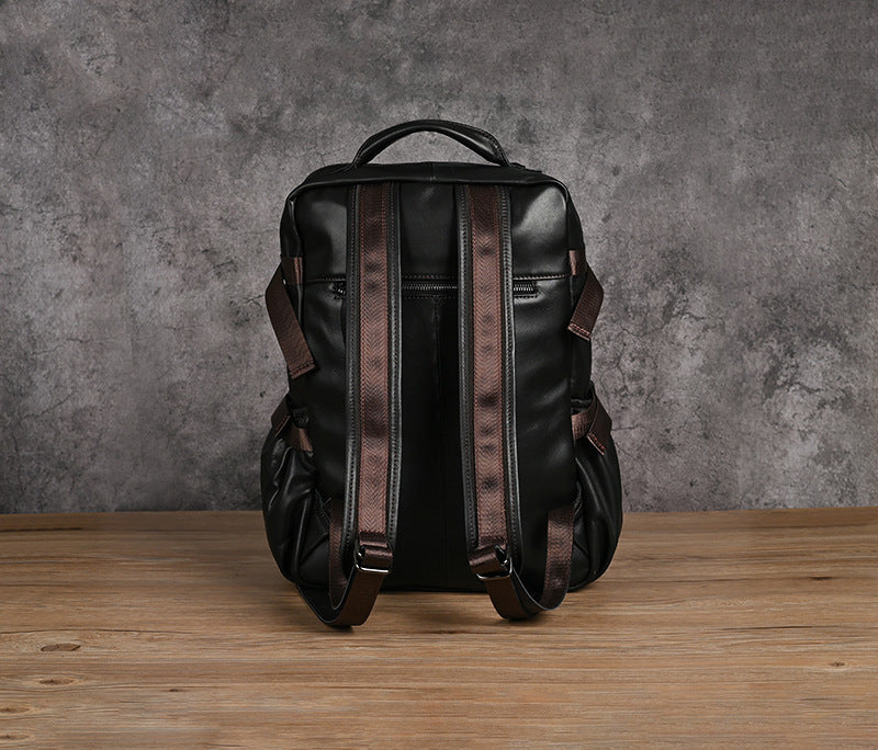 Men's backpack cowhide genuine leather retro casual business travel bag for men computer bag 