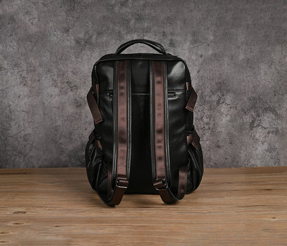 Men's backpack cowhide genuine leather retro casual business travel bag for men computer bag 