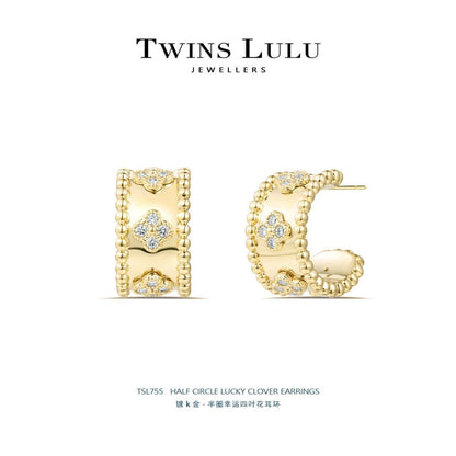 TWINS LULUモダンラッキー四つ葉クローバーイヤリング