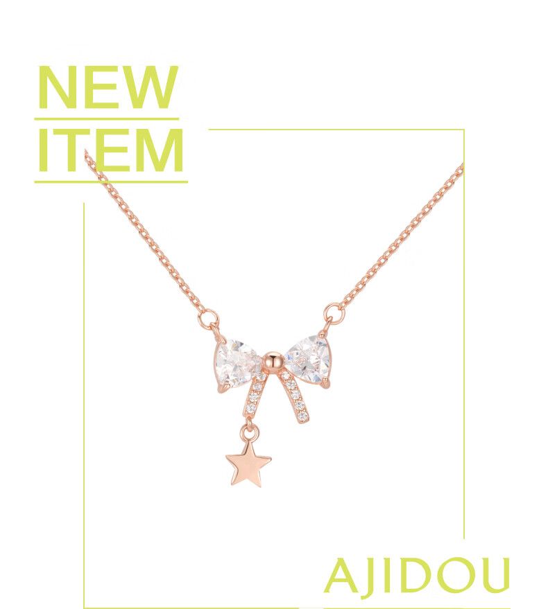 AJIDOU925シルバー甘くてかわいいリボンネックレス贈り物