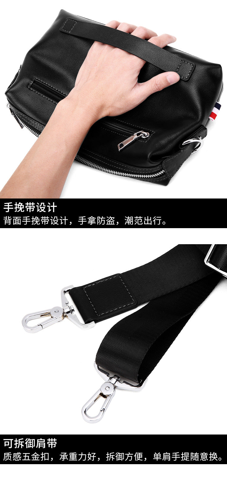 Men's Shoulder Bag Made of Genuine Cowskin Leather Casual Large Capacity Handbag Business Crossbody Bag 