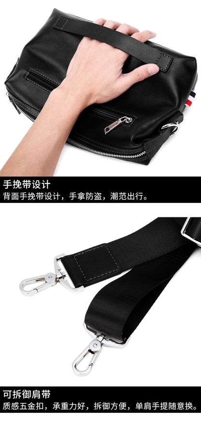 Men's Shoulder Bag Made of Genuine Cowskin Leather Casual Large Capacity Handbag Business Crossbody Bag 