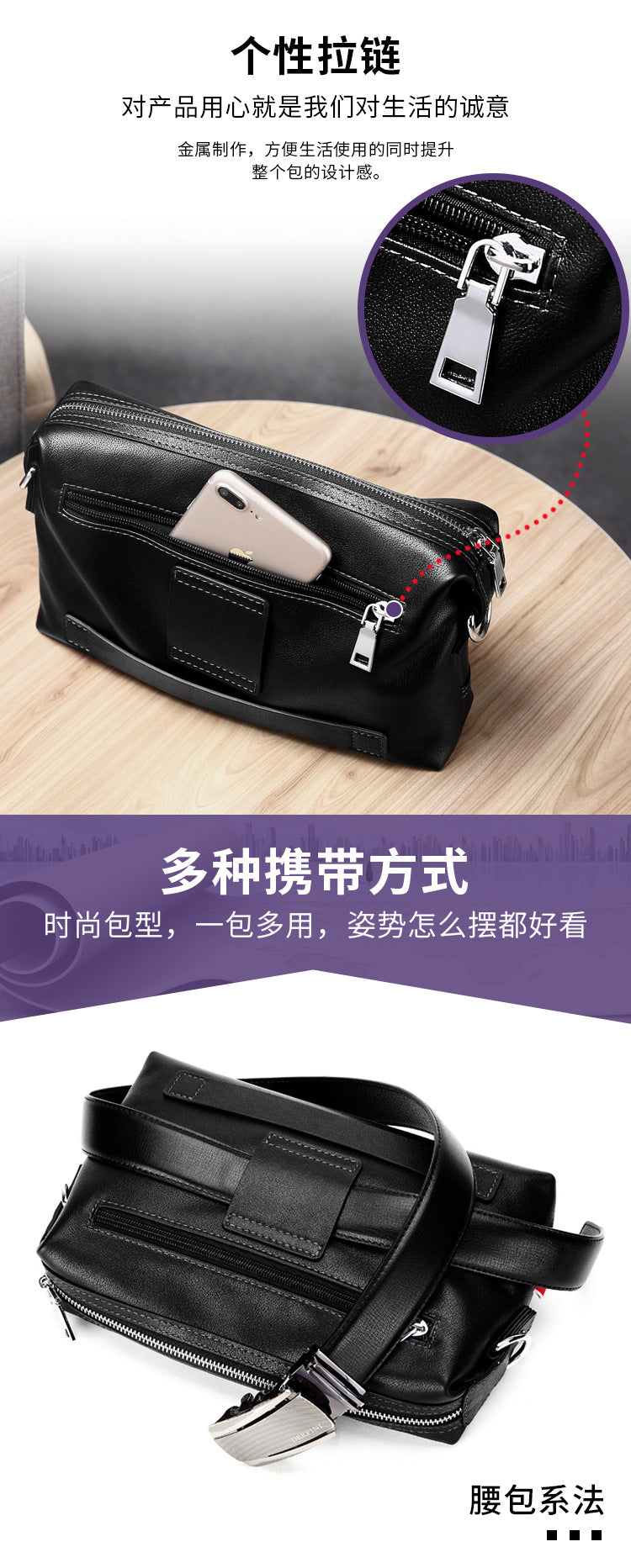 Men's Shoulder Bag Made of Genuine Cowskin Leather Casual Large Capacity Handbag Business Crossbody Bag 