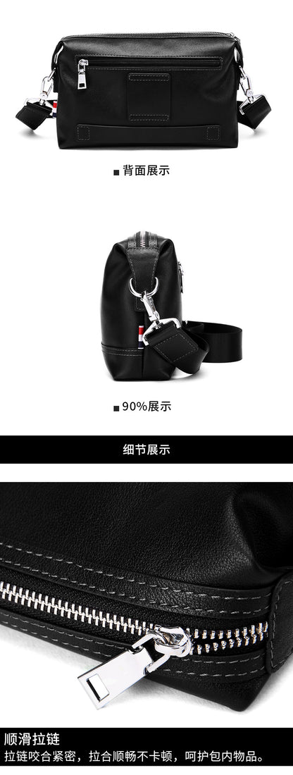 Men's Shoulder Bag Made of Genuine Cowskin Leather Casual Large Capacity Handbag Business Crossbody Bag 