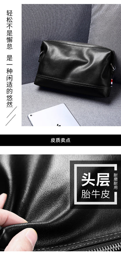 Men's Shoulder Bag Made of Genuine Cowskin Leather Casual Large Capacity Handbag Business Crossbody Bag 