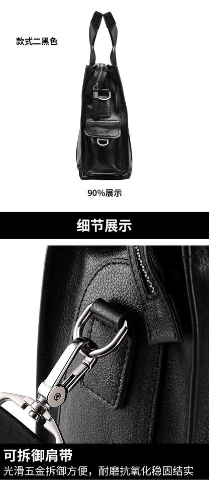 Men's handbag genuine leather cowhide computer bag business large capacity briefcase 