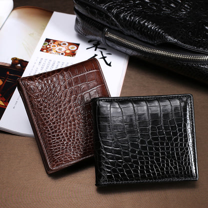 Crocodile skin short wallet genuine leather men's wallet card holder business handbag 