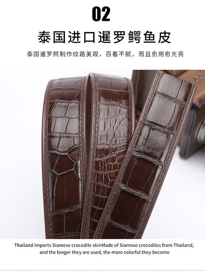 Siamese Crocodile Skin Men's Belt Genuine Leather Automatic Buckle Fashion Business Casual 