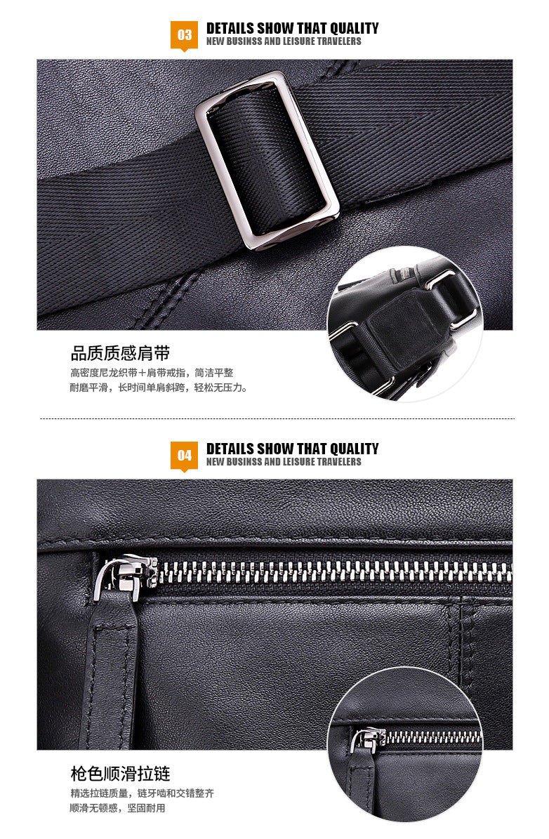 Men's Shoulder Bag Genuine Cow Leather Business Casual Korean Fashion Crossbody Bag for Men 