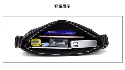 Men's Shoulder Bag Genuine Cow Leather Business Casual Korean Fashion Crossbody Bag for Men 