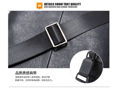 Men's shoulder bag, genuine cowhide leather, multi-functional, casual, large capacity, fashion, crossbody bag 