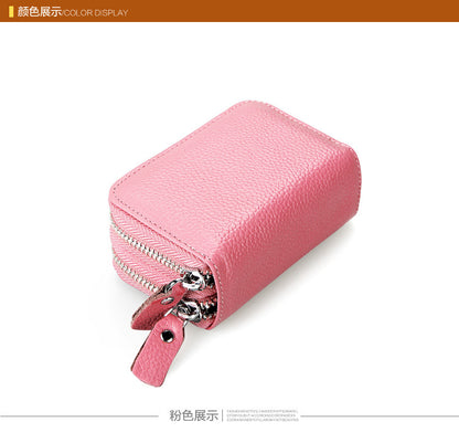 Ladies card bag cowhide magnetic shield RFID Korean fashion coin purse unisex wallet 