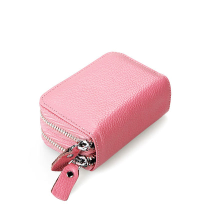 Ladies card bag cowhide magnetic shield RFID Korean fashion coin purse unisex wallet 