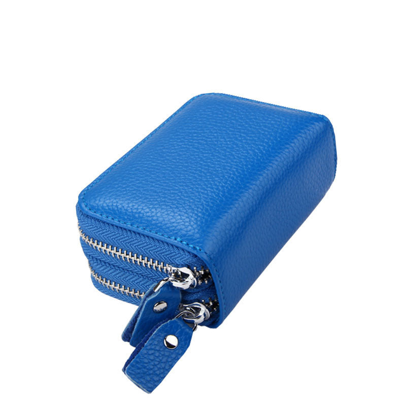 Ladies card bag cowhide magnetic shield RFID Korean fashion coin purse unisex wallet 