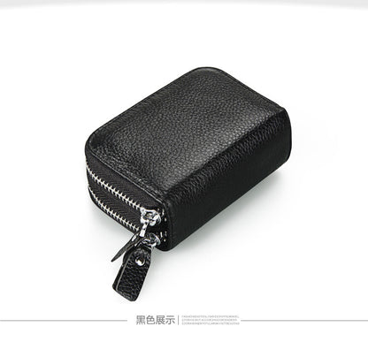 Ladies card bag cowhide magnetic shield RFID Korean fashion coin purse unisex wallet 