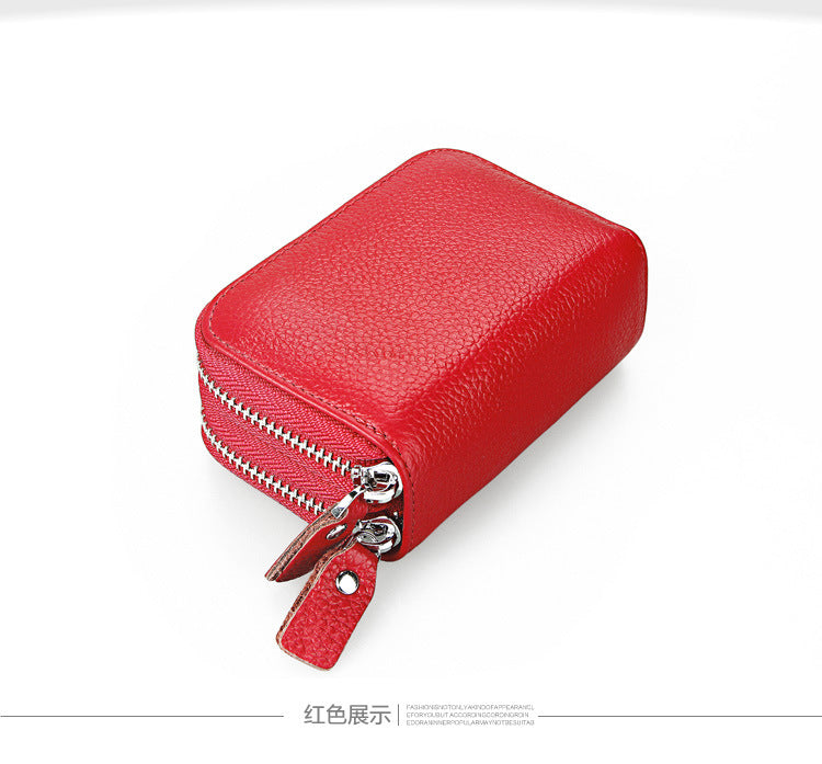 Ladies card bag cowhide magnetic shield RFID Korean fashion coin purse unisex wallet 