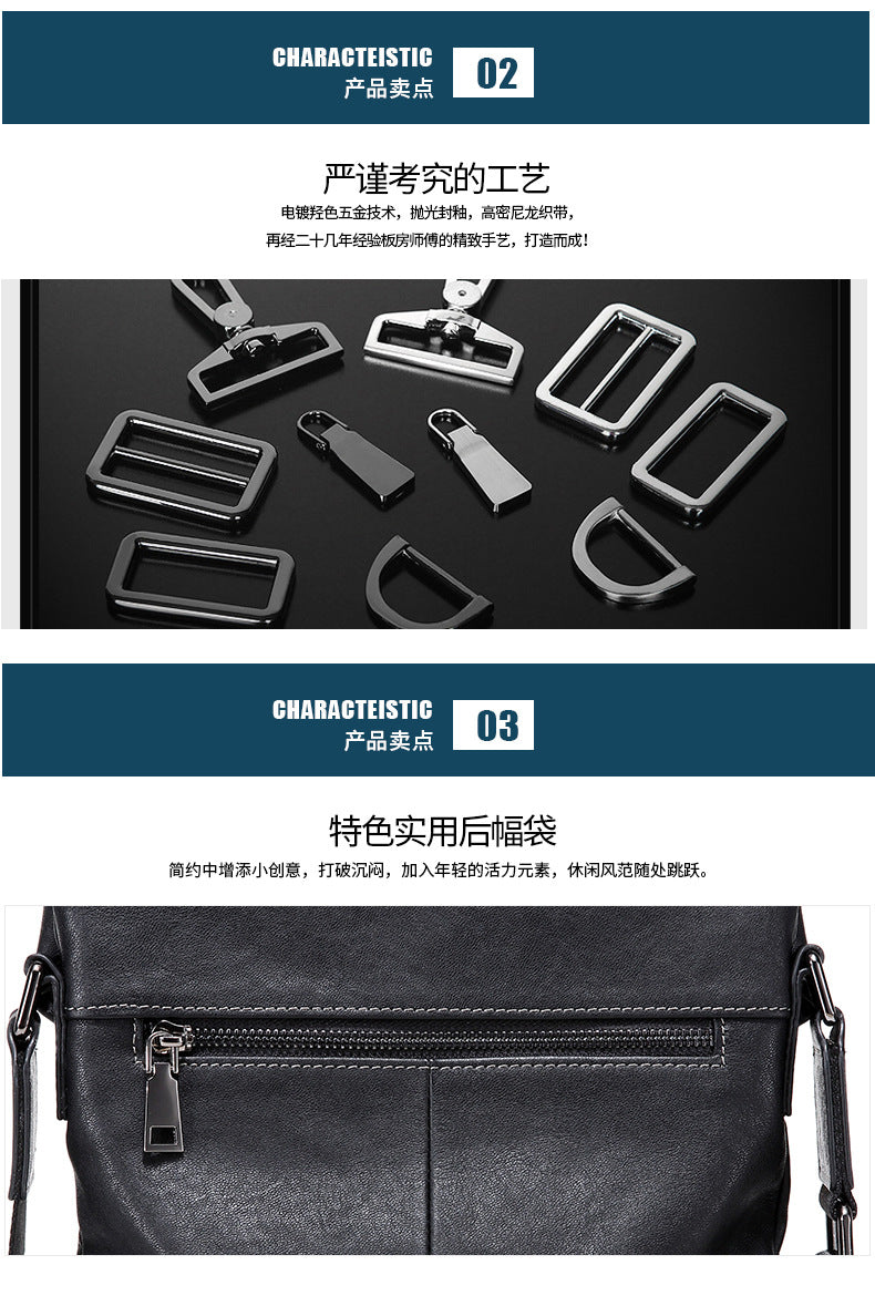 Men's shoulder bag, genuine cowhide leather, multi-functional, casual, large capacity, fashion, crossbody bag 