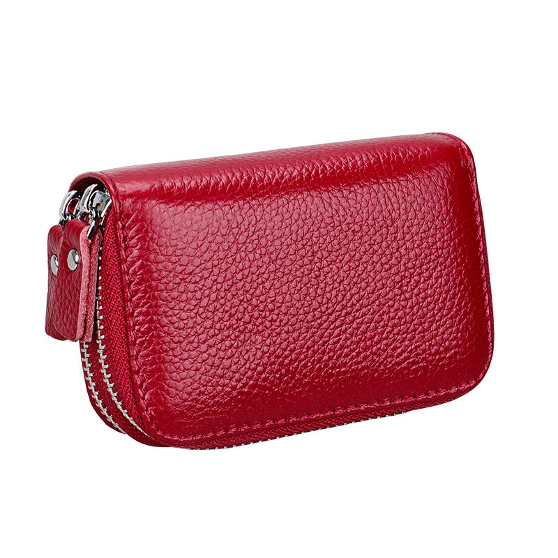 Ladies card bag cowhide magnetic shield RFID Korean fashion coin purse unisex wallet 