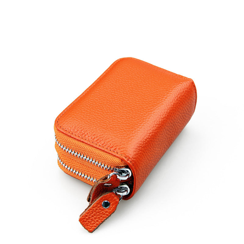 Ladies card bag cowhide magnetic shield RFID Korean fashion coin purse unisex wallet 
