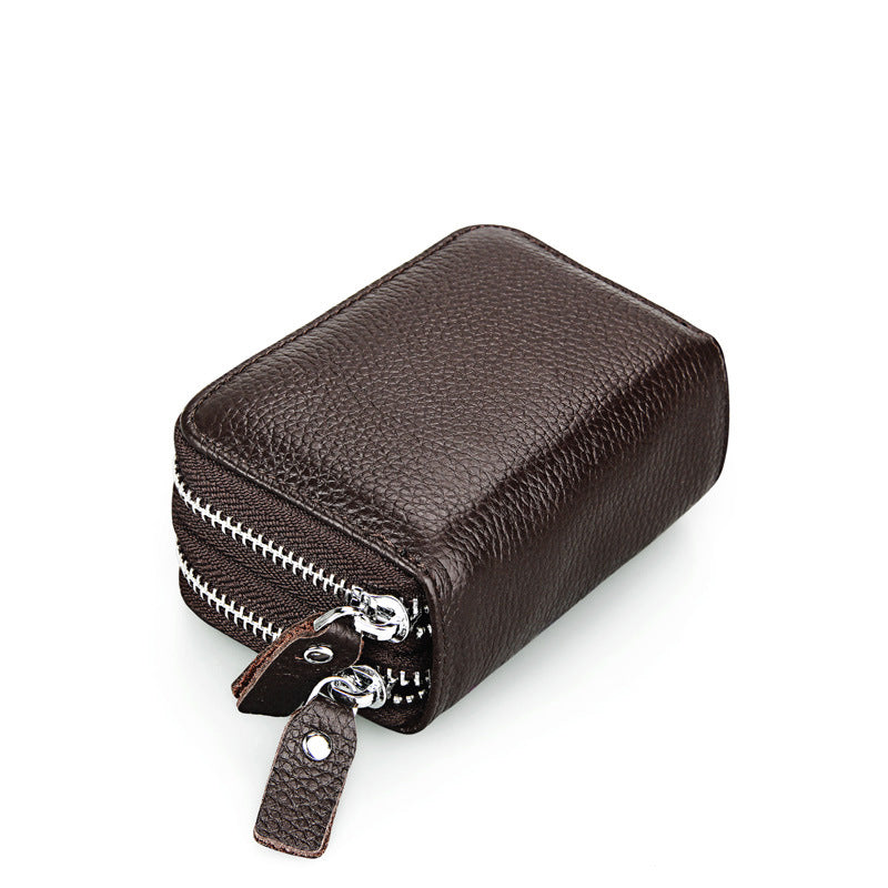 Ladies card bag cowhide magnetic shield RFID Korean fashion coin purse unisex wallet 