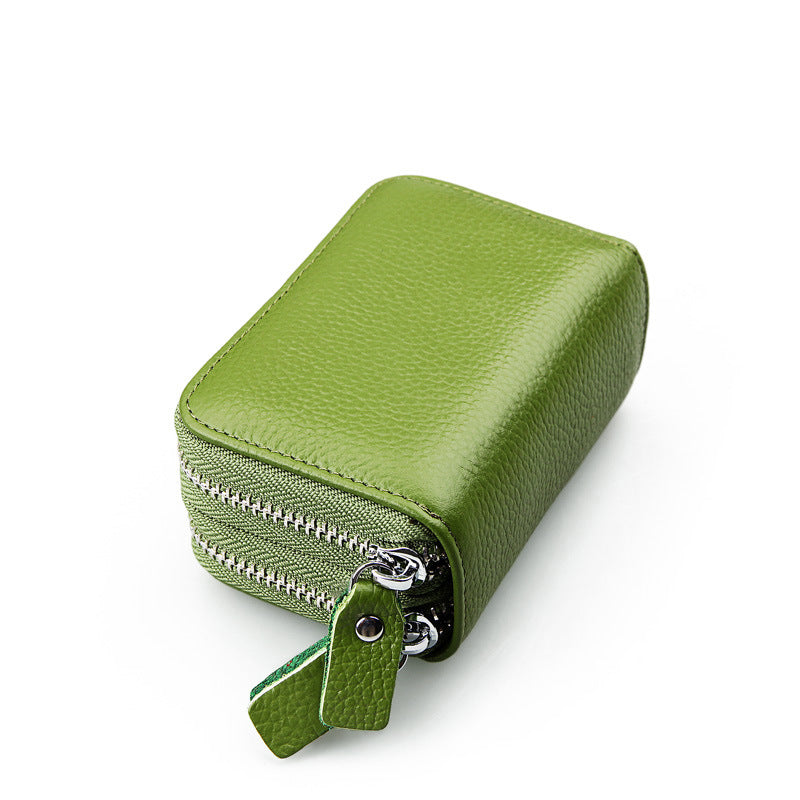 Ladies card bag cowhide magnetic shield RFID Korean fashion coin purse unisex wallet 