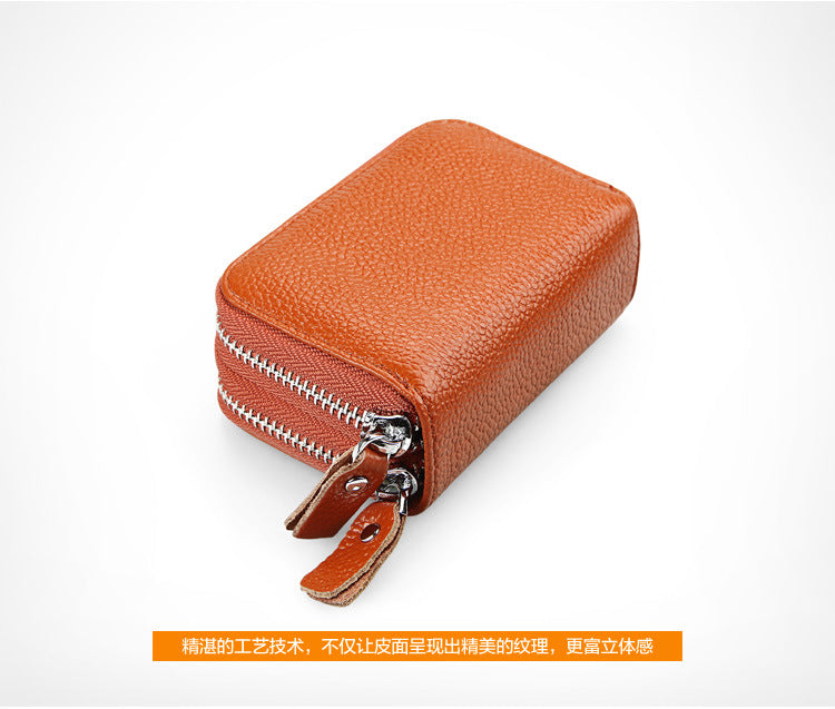 Ladies card bag cowhide magnetic shield RFID Korean fashion coin purse unisex wallet 
