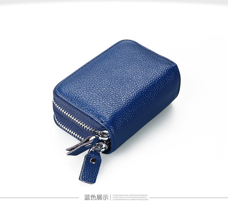 Ladies card bag cowhide magnetic shield RFID Korean fashion coin purse unisex wallet 
