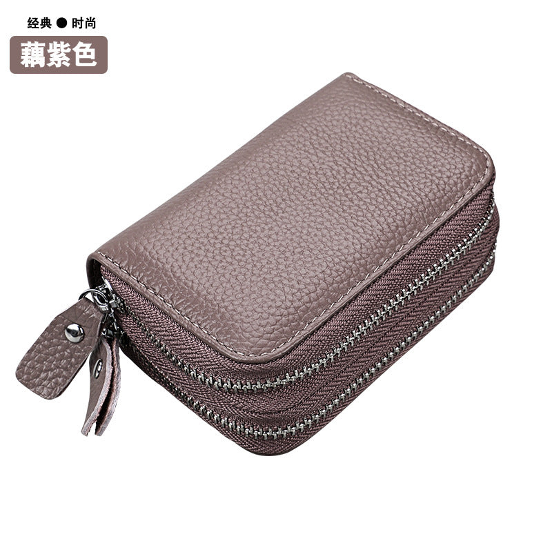 Ladies card bag cowhide magnetic shield RFID Korean fashion coin purse unisex wallet 