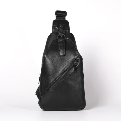 Men's Bust Bag Genuine Cowhide Leather Fashion Casual Sports Men's Crossbody Bag Shoulder Bag 