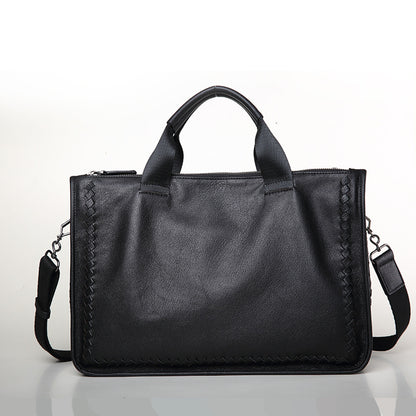 Men's Briefcase Sheepskin Genuine Leather Crossbody Shoulder Bag Computer Bag Business Handbag 