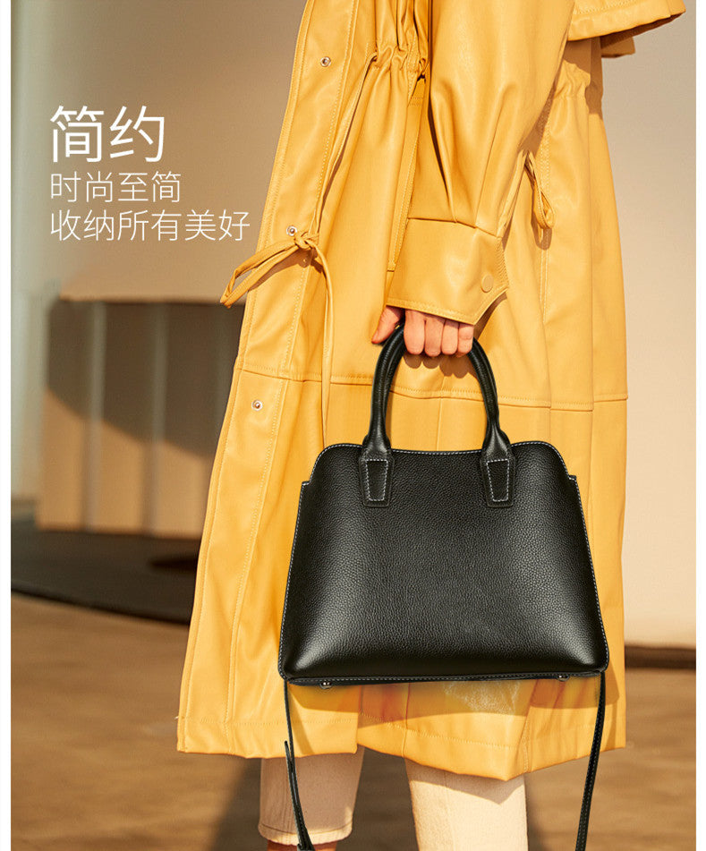 Genuine leather bag simple handbag shoulder bag large capacity ladies shoulder bag